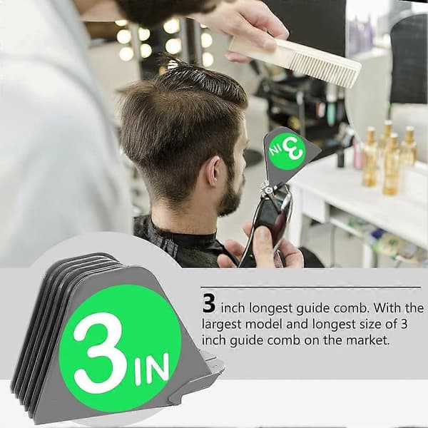 Mega Hårklipperkamme, 8 stk. grå, til Wahl Full Size Hårklippere (3 tommer 8 stk.) Gray