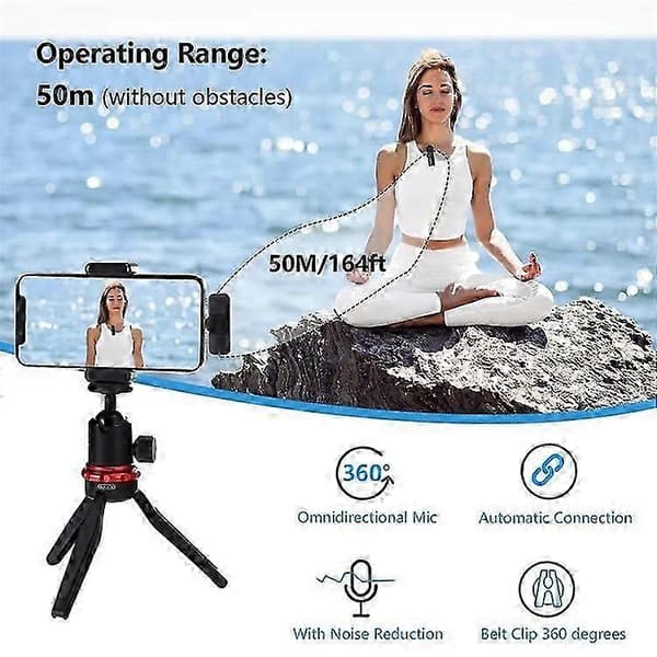 trådløs mikrofon BOYA BY-V20 for video med USB-C-lading MultiColor