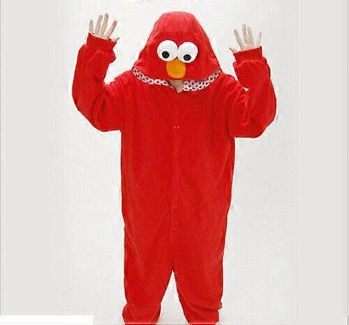 Voksen Sesam Stasjon Cookie Monster Elmo kostyme pyjamas Red M