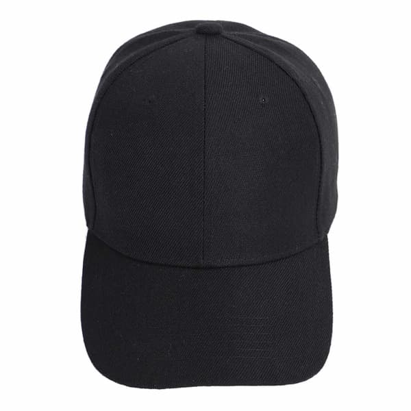 Sort Kasket - Sport Strapback med Velcro-lukning, One Size Passer Alle