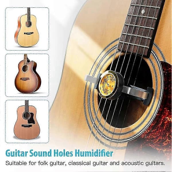 Akustisk gitar lydhull luftfukter 2 i 1 hygrometer fuktighetskrem fuktighetspleiesystem gitardel Black