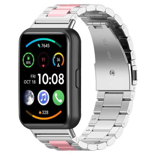 Til Huawei Watch Fit 2 urrem i rustfrit stål Silver Pink