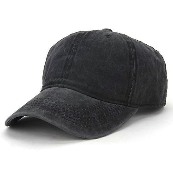 Baseball Cap Herrehat Vaskbar Distressed Denim Justerbar Cap (rød)