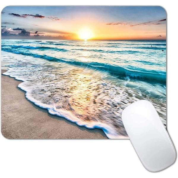 Beach Sunset Mouse Pad, Cute Mouse Pad, Custom Small Mouse Pads with Design, Portable Office Non-Slip Rubber Base Wireless Mouse Pad for Laptop S326