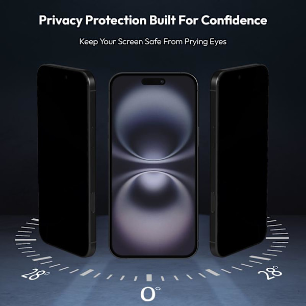 2-Pack Iphone 16 Privacy Screen Protector - Tempered Glass | [Automatic Installation] - Bubble-Free