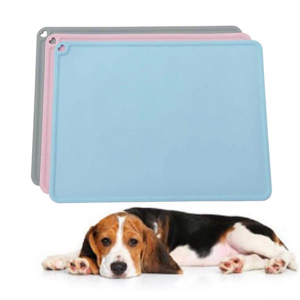 Vandtæt kæledyrsfodermåtte til hunde med hævede kanter, nem at opbevare 60x40 Light blue