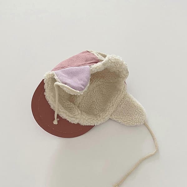 Stilfuld Vinter Børnehat Fløjls Baseballkasketter Patchwork Børnehat med Blødt For Perfekt til 2-7 Årige Børn Lyse Lilla Light Purple