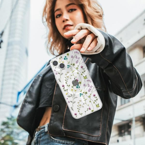 iPhone 13 Case, Magsafe Magnetic Compatible, Shockproof, Floral Pattern Protective Case, Clear Silicone, Anti-Yellowing, iPhone 13 Case
