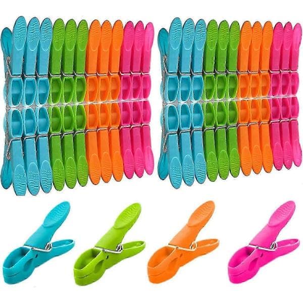 48 Pcs Plastic Clothes Pegs Durable and Windproof Laundry Clips, Strong Clothes Pegs (4 colors)