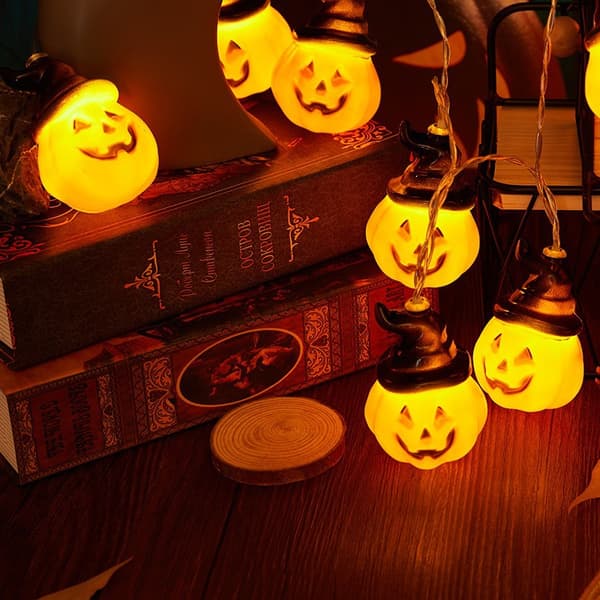 LED Halloween lyskæde Heks Græskar 3m 20 lys Batteri Varm hvid