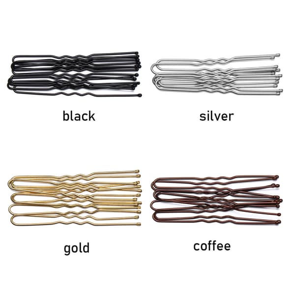 100 stk U-formede hårnåler bølgete metallhårklemmer silver