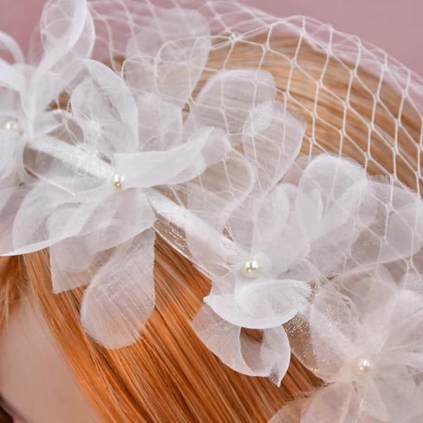 Elegant sort perle fascinator pandebånd til brudebryllupsfest White