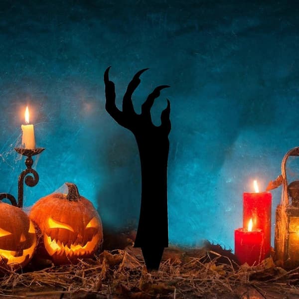 Halloween Metal Spøgelseshånd Havepynt Hjem Havepynt Sort 1 stk