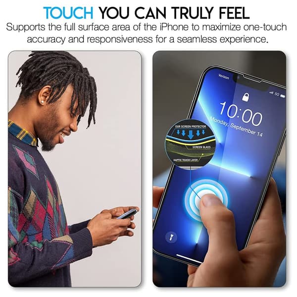Glass Screen Protector for iPhone 13, iPhone 13 Pro, iPhone 13 Pro Max Camera Lens Protector, Full Screen Tempered Glass Protective Film, HD - Bubble Free -