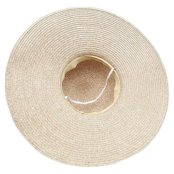 Women's Wide Brim Straw Hat, Soft Foldable Roll-Up Sun Hat for Beach with UPF 50+