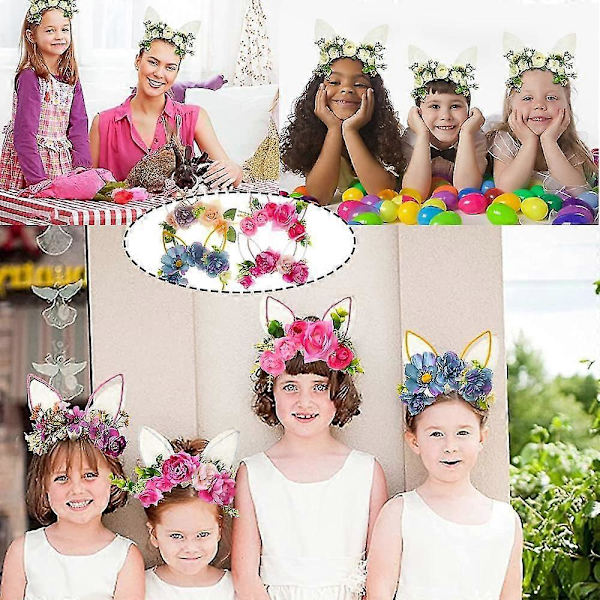 Påskehareørehodebånd med blomsterhodeplagg for kvinner og jenter, 2269 shape4