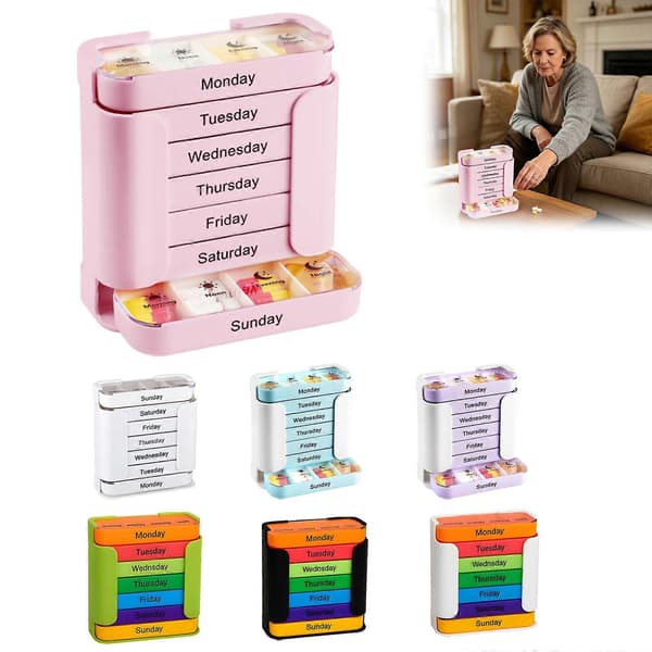 Container Stay Track 7-dages Organizer Ugentlig Boks Med 4 Daglige Rum 7 Stabelbare Individuelle Etuier Rum E