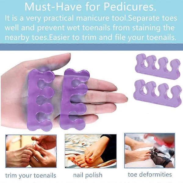 Tåskillere Pedicure, tåafstandsstykker til neglelak, gentagelige vaskbare tåskillere 2 par