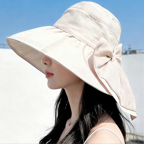 Strandhat – Meshgarn & Sammenfoldelig – til Pool & Ferie Beige