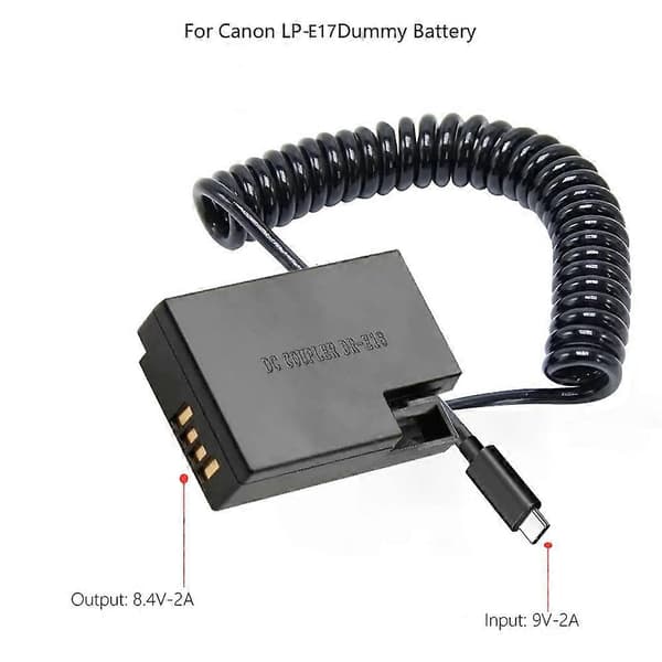 ACK-E18 DR-E18 LP-E17 Dummybatteri Typ-C Strömkontakt för Canon EOS 200D 200D II 250D 750D 760D Kamera AC-adapterkit Svart