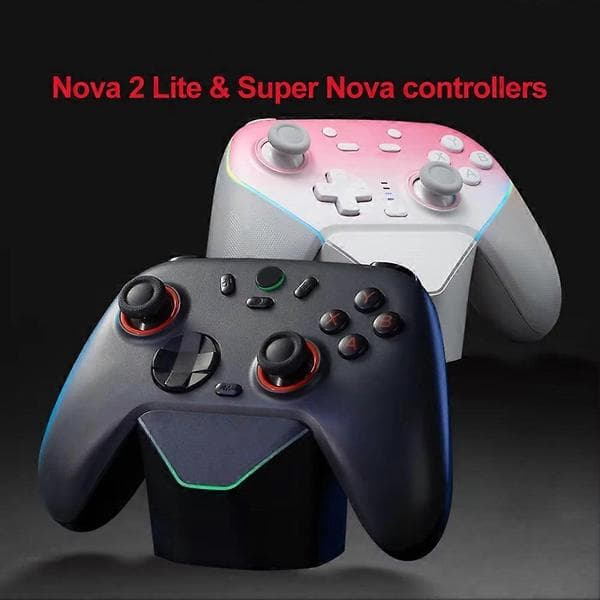 Opladerdock til GameSir Nova 2 Lite Super Nova Gamepads Ladestation Display Stand Smart Start Stop Opladning B White