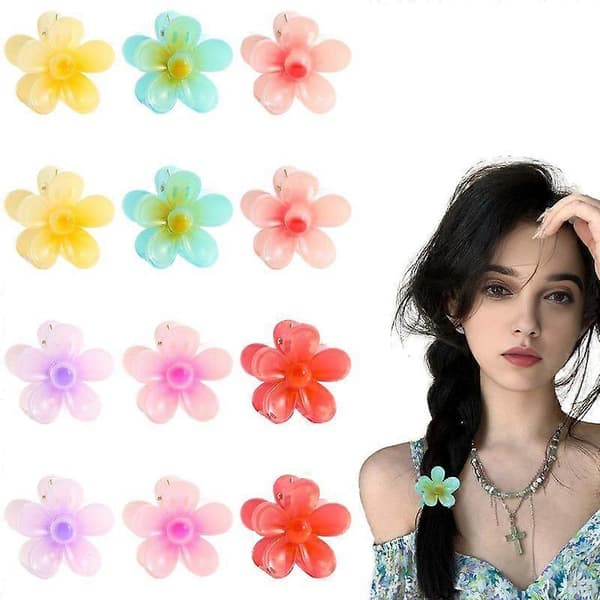 Små blomhårklämmor Söta hårklämmor Halkfria 12PCS light