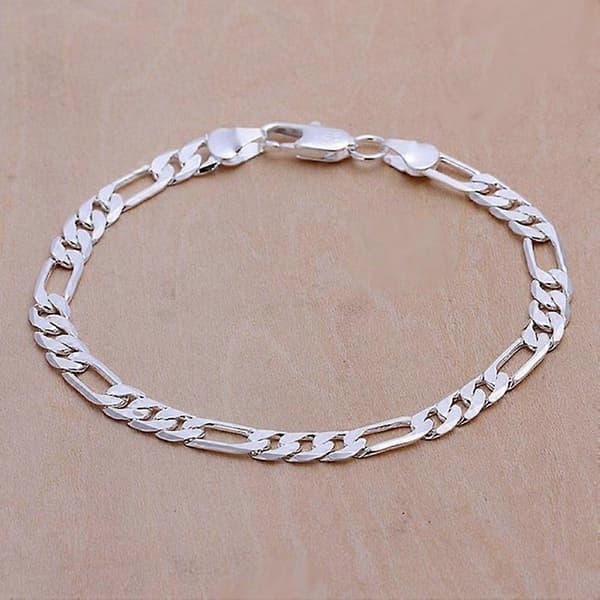 6MM platt kedja 925 silverpläterat halsband modesmycken kvinnor män solid bröllopspresent 60cm
