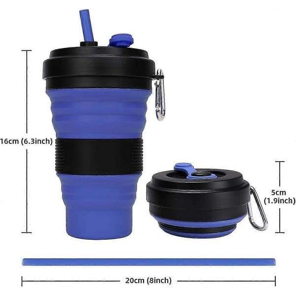 Hopfällbar resemugg - 1-pack hopfällbar campingmugg i silikon sportflaska med