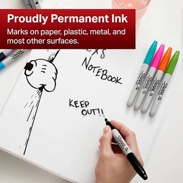Permanent marker | Fine point for striking details | Black ink | 2-pack