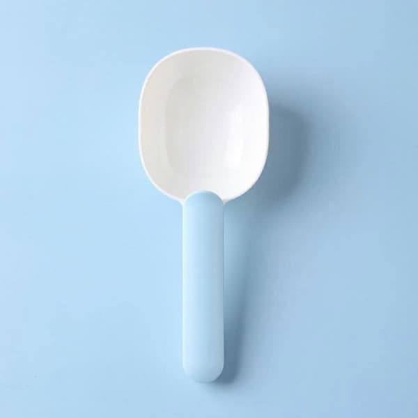 Foder Scoop & Klips (Hvid/Lyseblå) 50g, Hund, Kat Måle Plastik Scoop, Hund Lille Hamster Kanin Foder, Blå/Hvid