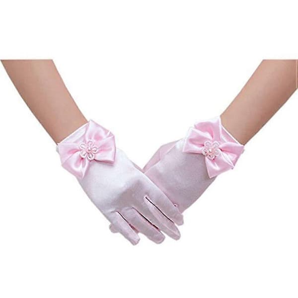 Blomsterflickhandskar Spets Korta Meshhandskar för Bröllop (Rosa) 17.80X7.40X2.10CM Rosa