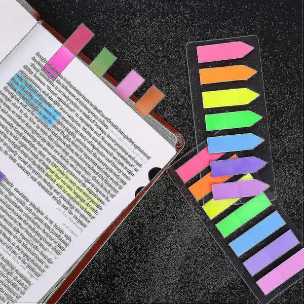 Neon sidemarkører farvede indeksfaner, fluorescerende sticky note til sidemarkør, 560 stk (farverig)