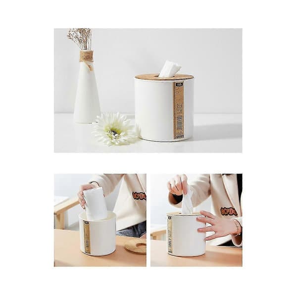Bambu Trälåda Plast Tissuebox Pappershållare Dispenser Hemfodral 23cm X 13.5cm X 10cm