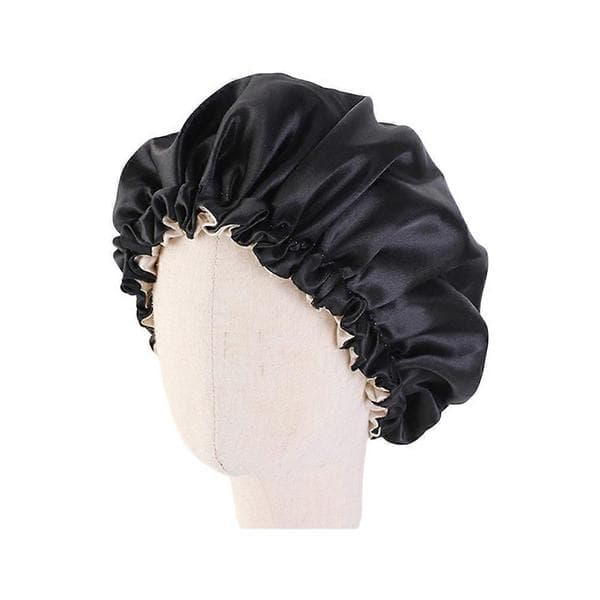 Double-Layer Elastic Sleep Cap for Kids, Adjustable Head Protection for Sleeping (Black)