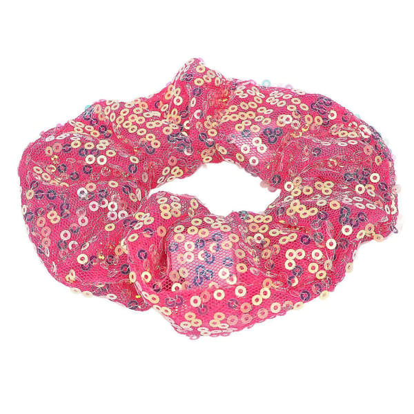 5 stk. LED-paillet-scrunchies med lysende glød, bærbare elastiske hårbånd til jul Deep Red