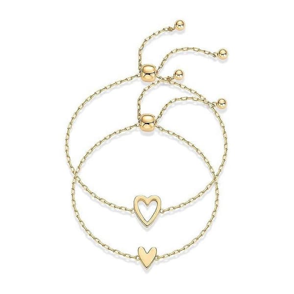 1/2/STK Justerbart Matchende Hjerte Solitaire Armbåndssæt til Kvinder Set 1