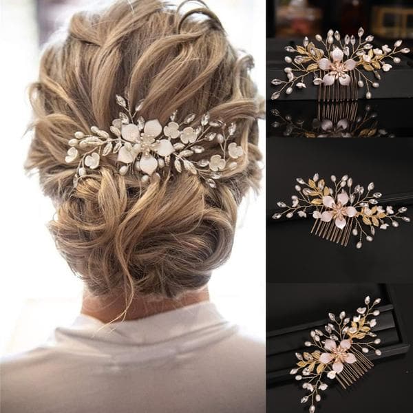 Sølv#B Bryllup Krystal Hår Ranker Blomst Blade Hårtilbehør Bryllup