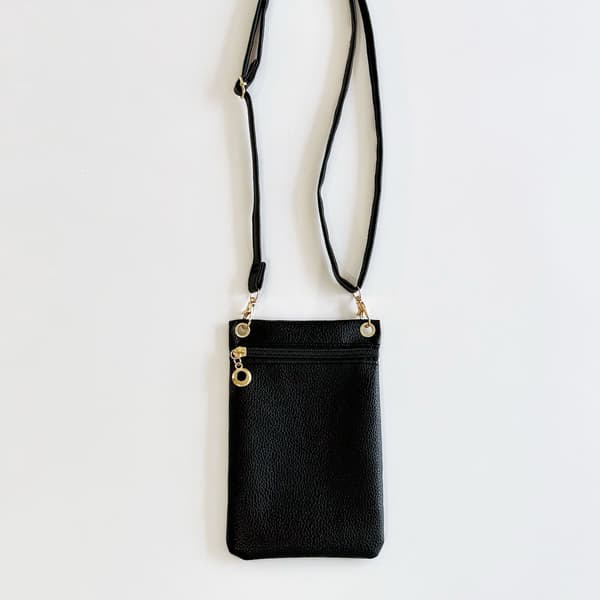 Blød PU-læder Crossbody-taske til mobiltelefon, sort, dame