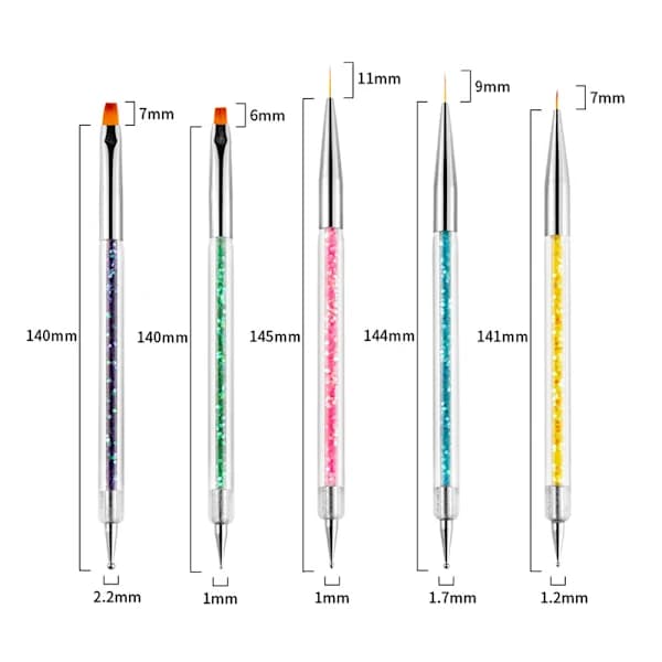 QD Nail Art Brushes Double-Sided Brush and Dotting Tool Kit Nail
