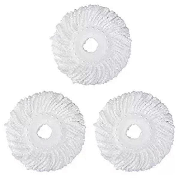 3 erstatningsmoppe mikrohoved genopfyldning til 360° Spin Magic Mop-mikrofiber erstatningsmoppehoved-rund vit