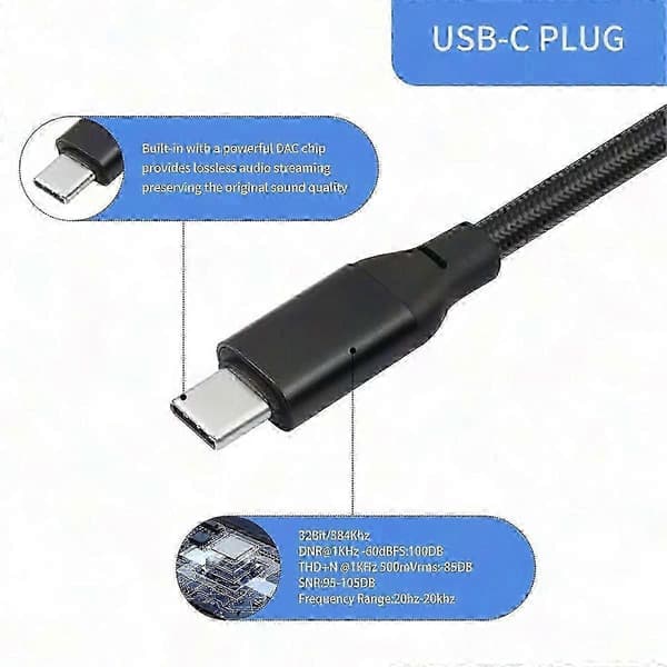 USB Type C til Dobbelt XLR Han Stereo Lydkabel 32Bit/384Khz til Smartphones Laptop