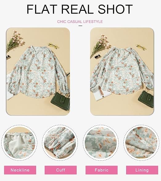 Dame Casual Boho Blomstret Print V-hals Langærmede Løse Bluser