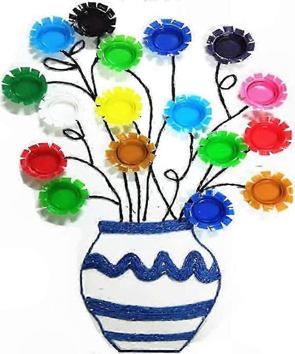 Fargerike plastflaskekorker for DIY-håndverk, barnehageprosjekter og scrapbooking