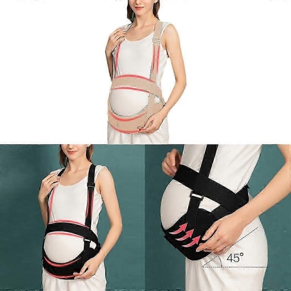 Mavebælter til gravide kvinder, barselsbælte, åndbar abdominal støtte Black 2XL