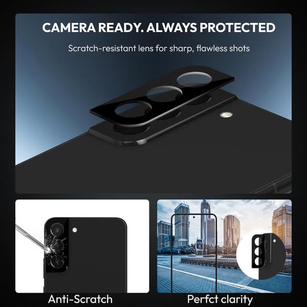 2-Pack Samsung S22 Screen Protector & 2-Pack Lens Protector - Tempered Glass | [Automatic Installation] - Bubble-Free