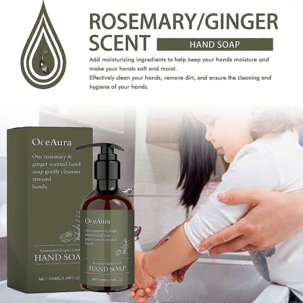 Exquisite Rosemary & Ginger Hand Soap, Moisturizing Liquid Hand Soap with Rosemary Ginger Scent