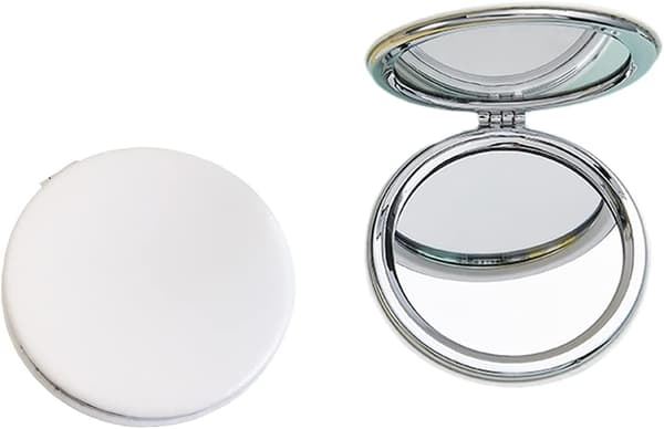 Makeup Mirror, 6.7 cm Round Folding Mirror, Professional Double-Sided Makeup Mirror (one side magnified, the other side normal) PU Surface Mirror