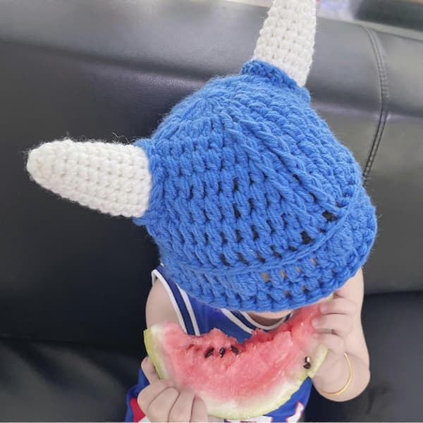 Taaperon All-match Cartoon Ox Horn Shape Hat Internet Celebrity Outdoor Windproof Cap for Keep Warming Protect Ear Gray
