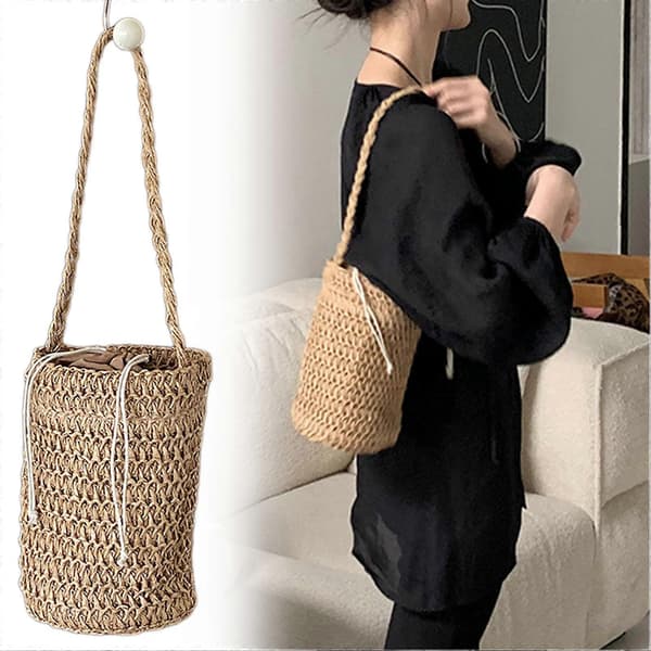 Vævede strandtasker Damer Sommerferie Moderne Elegant Skuldertaske Perfekt til Afslappede Brunch-outfits Green
