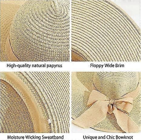 Dame bredskygget hat solcreme stråhat floppy foldbar rullehat sommer UV-beskyttelse strandhat